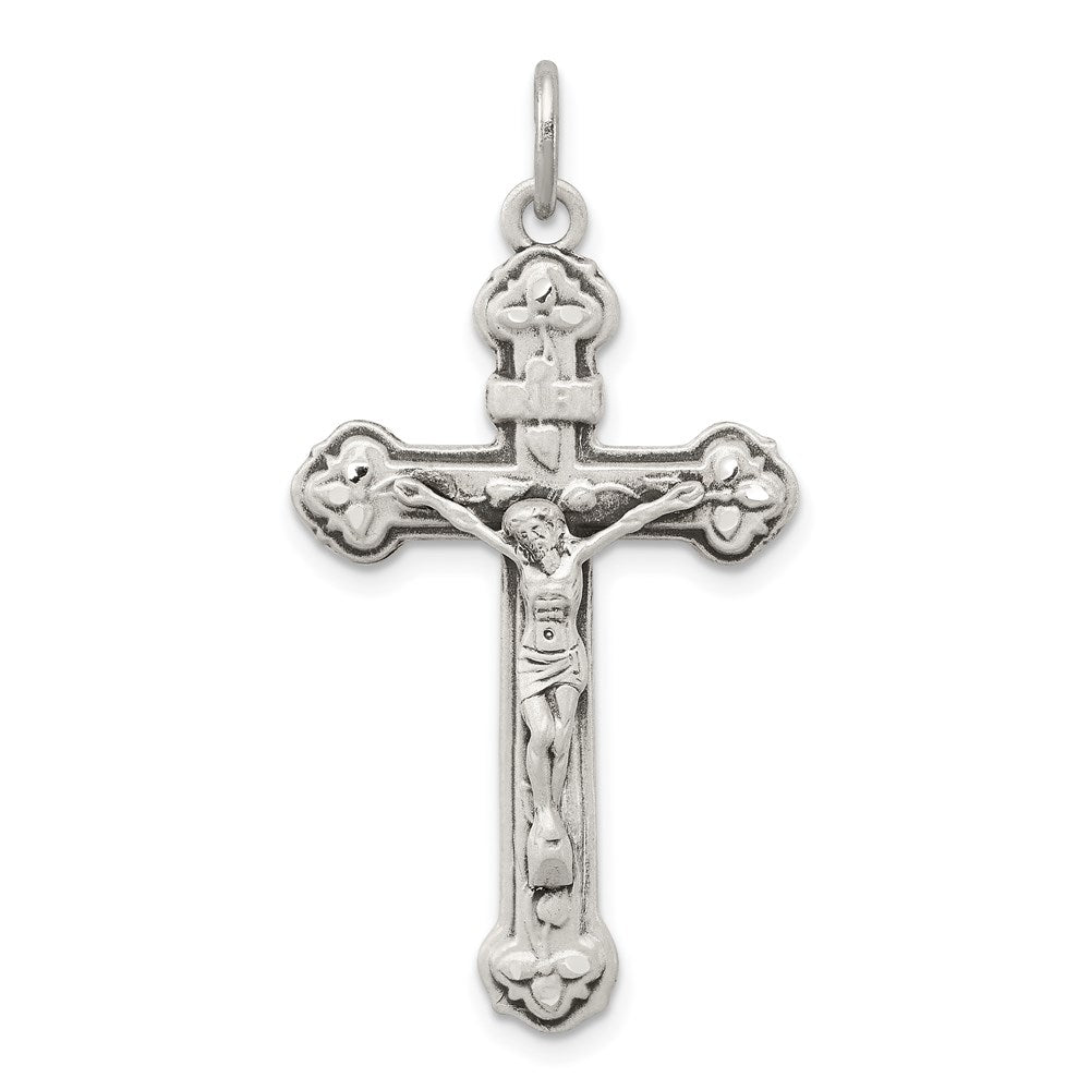Sterling Silver Antiqued INRI Crucifix Pendant - 12