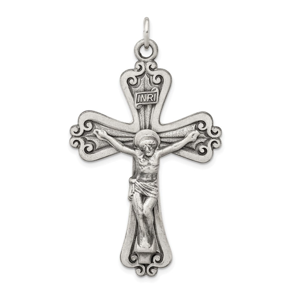 Sterling Silver Antiqued INRI Crucifix Pendant - 3