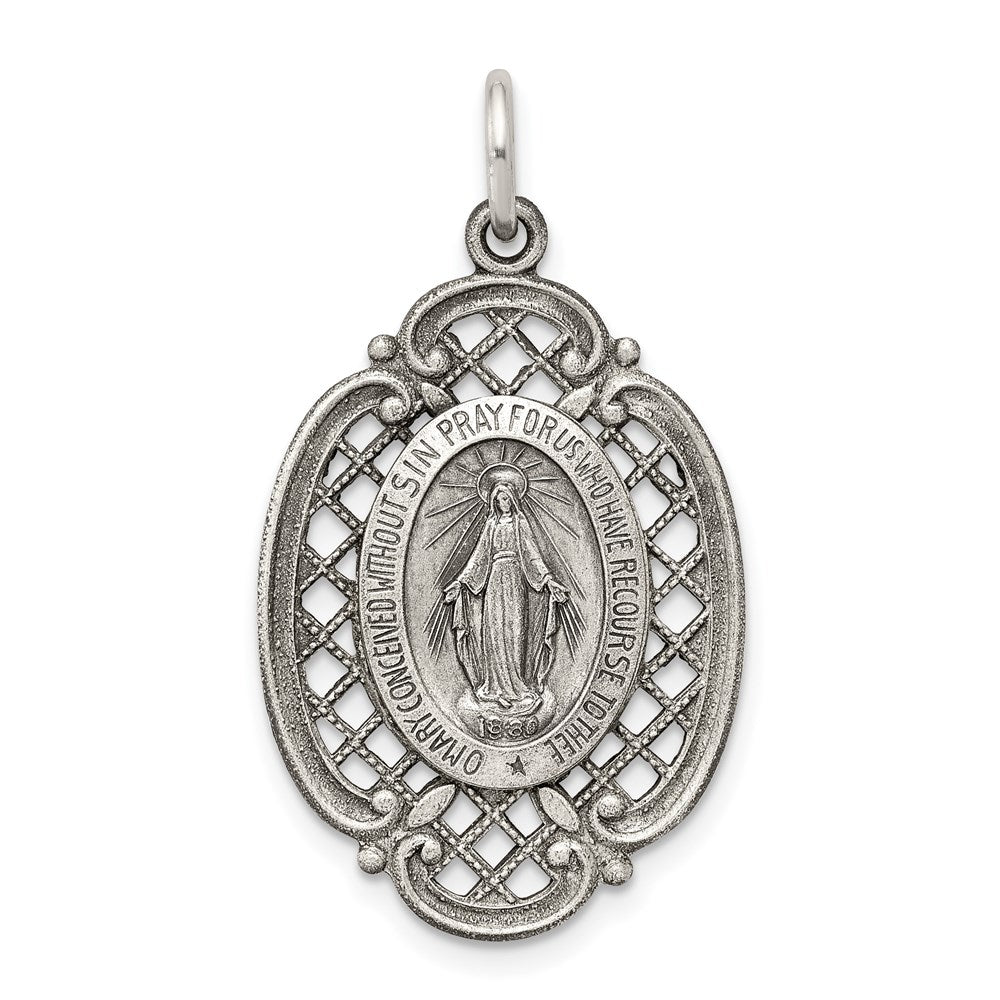 Sterling Silver Antiqued Miraculous Medal - 29