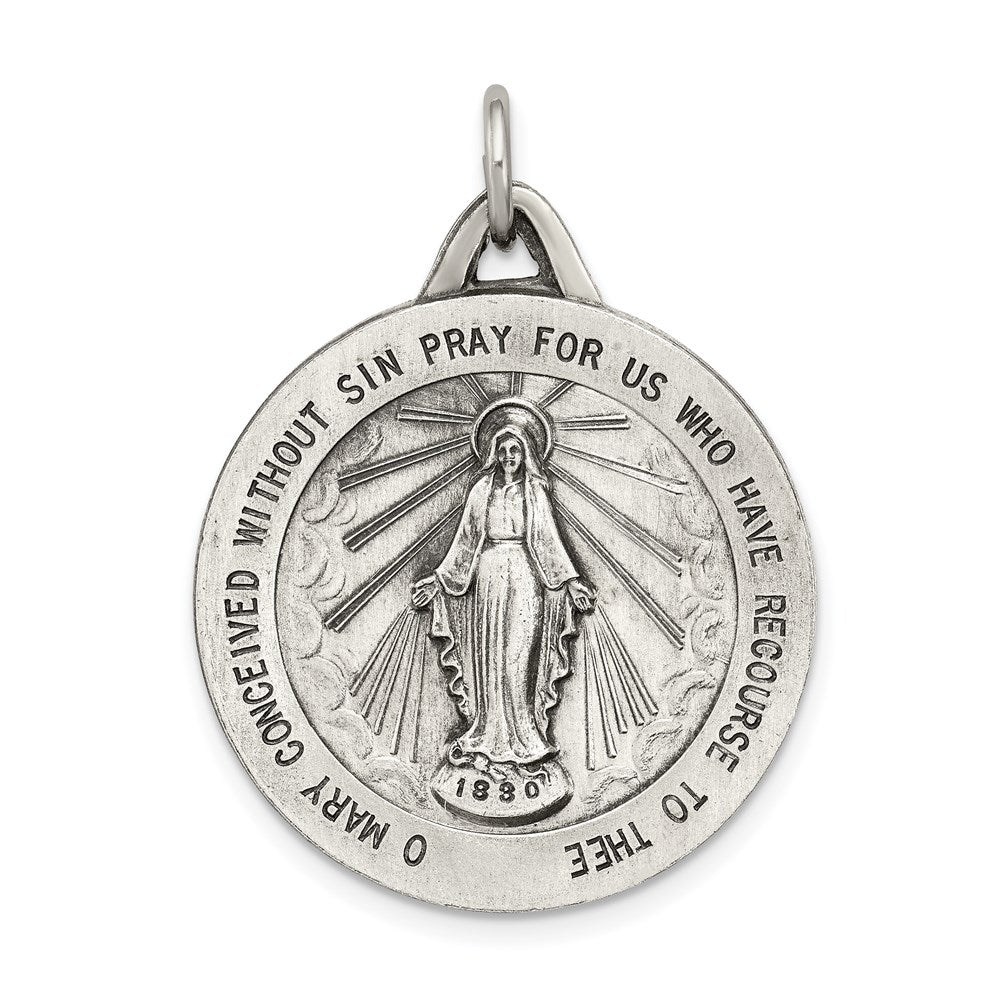 Sterling Silver Antiqued Miraculous Medal - 11