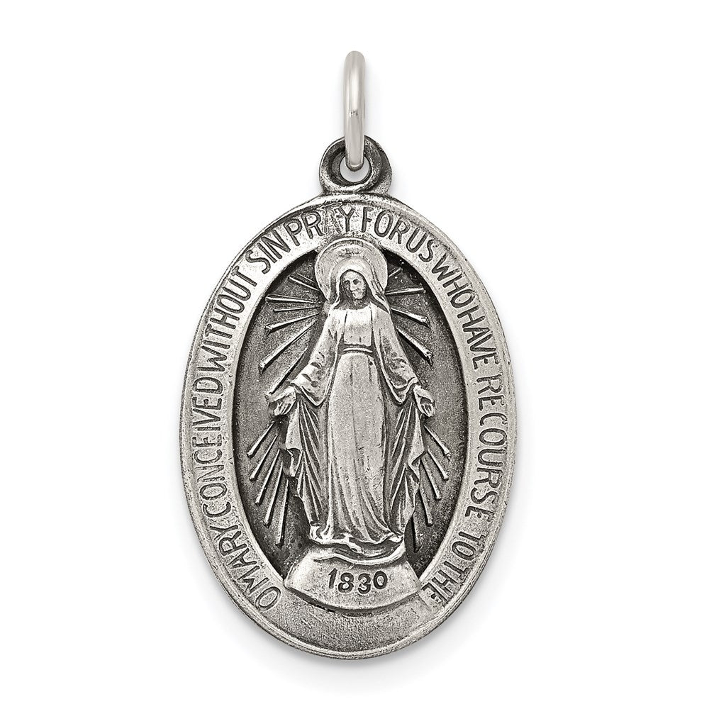 Sterling Silver Antiqued Miraculous Medal - 30