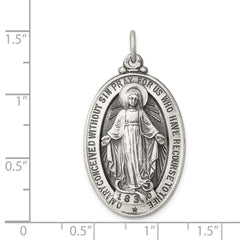 Sterling Silver Antiqued Miraculous Medal - 28