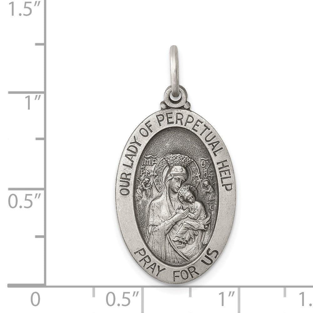 Sterling Silver Antiqued Our Lady of Perpetual Help Medal – LIV Jewelers