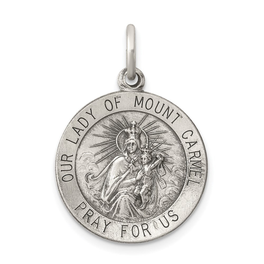 Sterling Silver Antiqued Our Lady of Mount Carmel Medal - 2