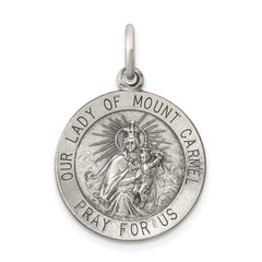 Sterling Silver Antiqued Our Lady of Mount Carmel Medal - 2