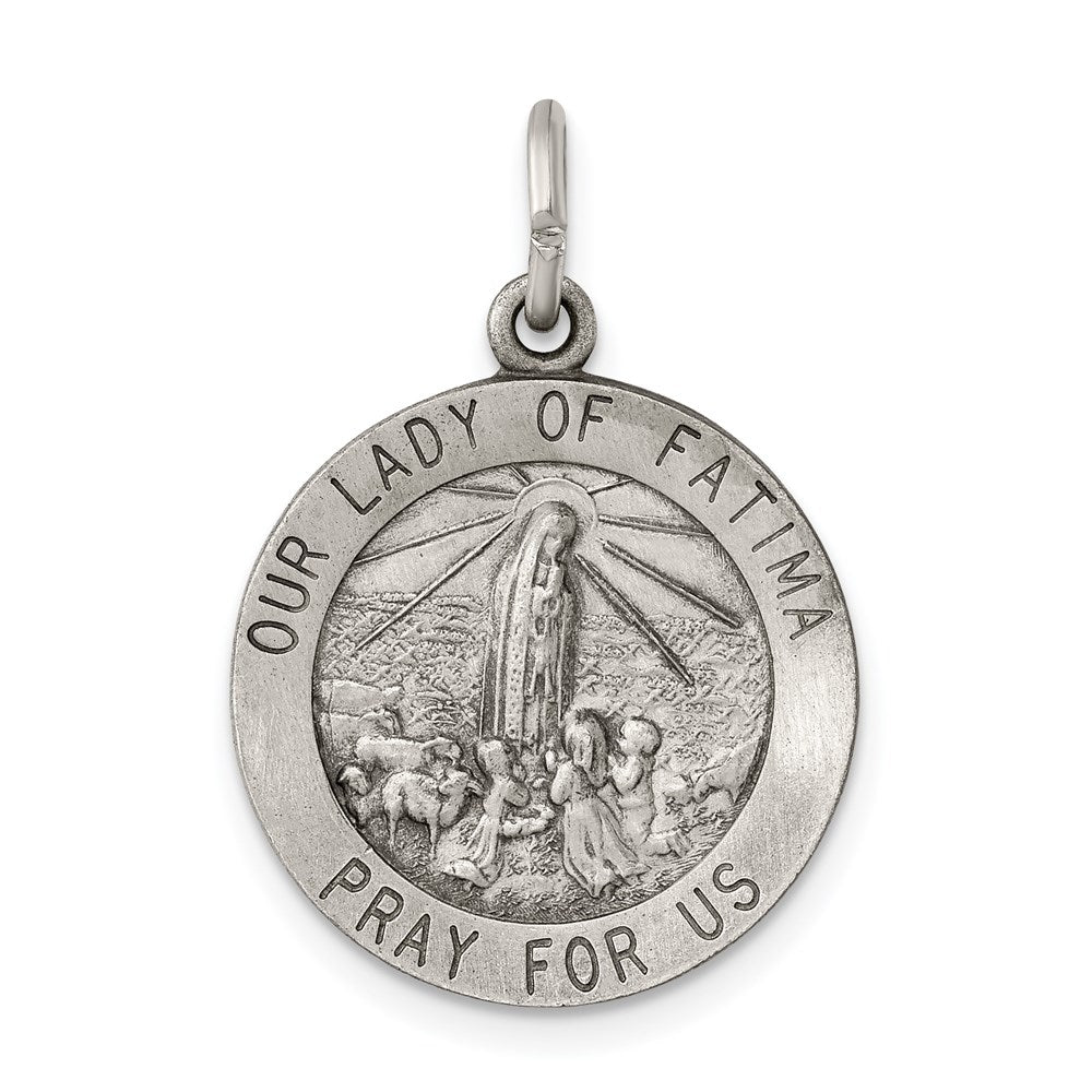 Sterling Silver Antiqued Our Lady of Fatima Medal - 2