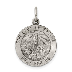 Sterling Silver Antiqued Our Lady of Fatima Medal - 2