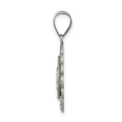 Sterling Silver & CZ Antiqued Blessed Mother Pendant