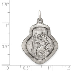 Sterling Silver Antiqued Saint Christopher Medal - 5