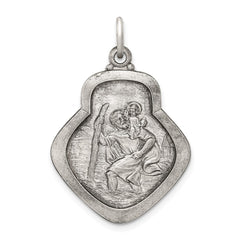 Sterling Silver Antiqued Saint Christopher Medal - 5