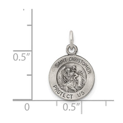 Sterling Silver Antiqued Saint Christopher Medal - 6
