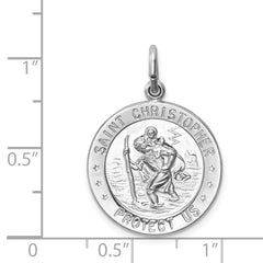 Sterling Silver Rhodium-plated Saint Christopher Medal - 11
