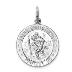 Sterling Silver Rhodium-plated Saint Christopher Medal - 11