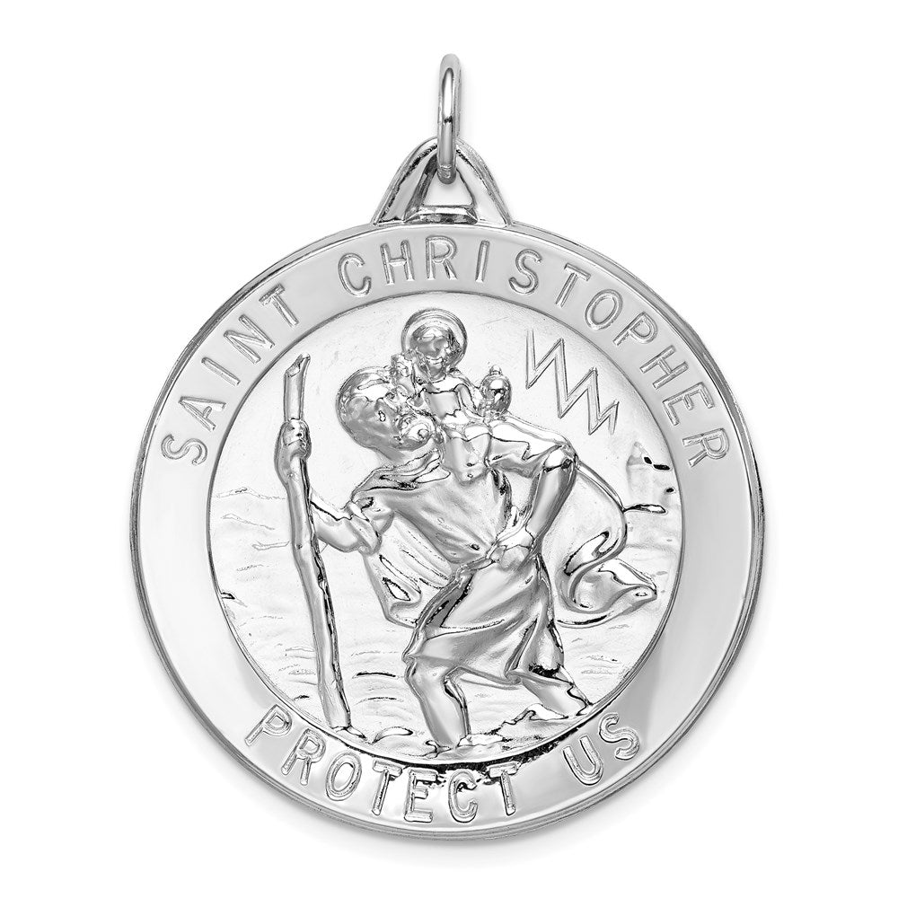 Sterling Silver Rhodium-plated Saint Christopher Medal - 3
