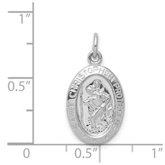 Sterling Silver Rhodium-plated Saint Christopher Medal - 4