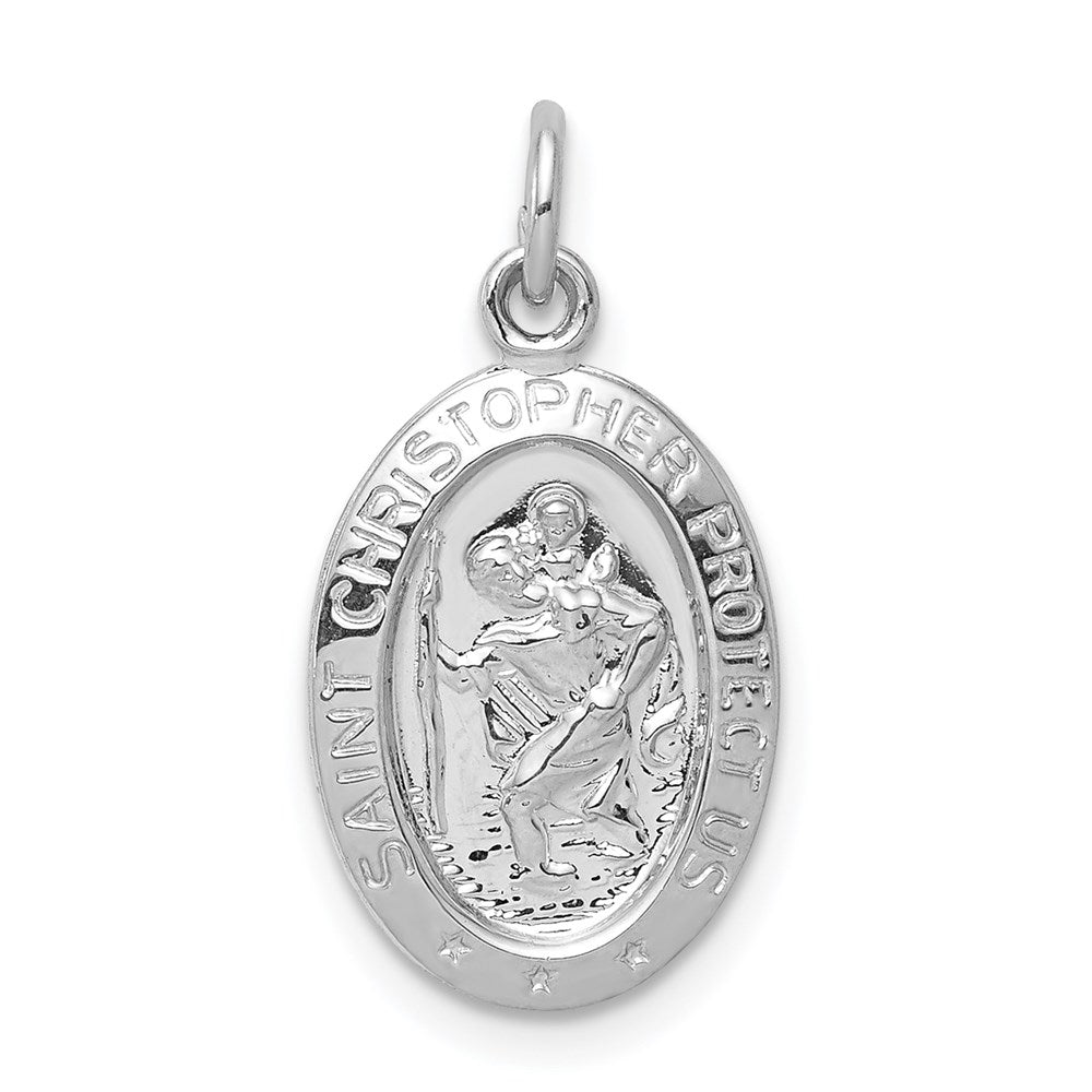 Sterling Silver Rhodium-plated Saint Christopher Medal - 4