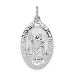 Sterling Silver Rhodium-plated Saint Christopher Medal - 5