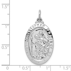 Sterling Silver Rhodium-plated Saint Christopher Medal - 7
