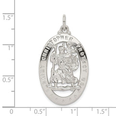 Sterling Silver Rhodium-plated Saint Christopher Medal - 15