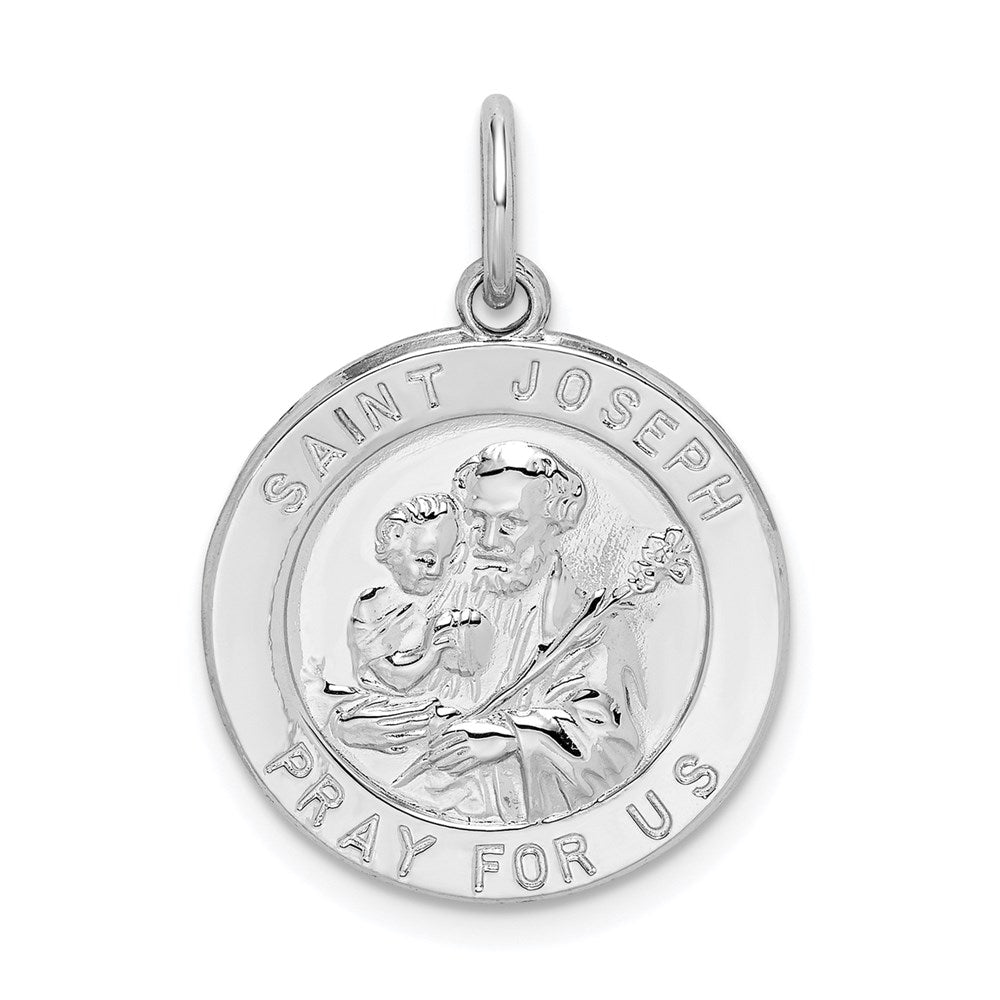 Sterling Silver Rhodium-plated Saint Joseph Medal - 2