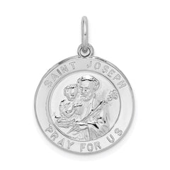 Sterling Silver Rhodium-plated Saint Joseph Medal - 2