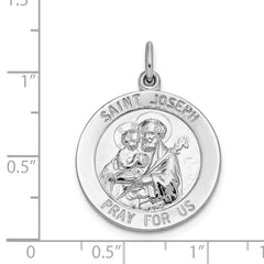 Sterling Silver Rhodium-plated Saint Joseph Medal - 3