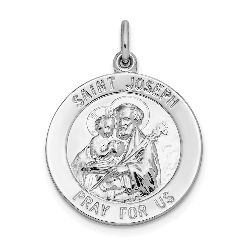Sterling Silver Rhodium-plated Saint Joseph Medal - 3