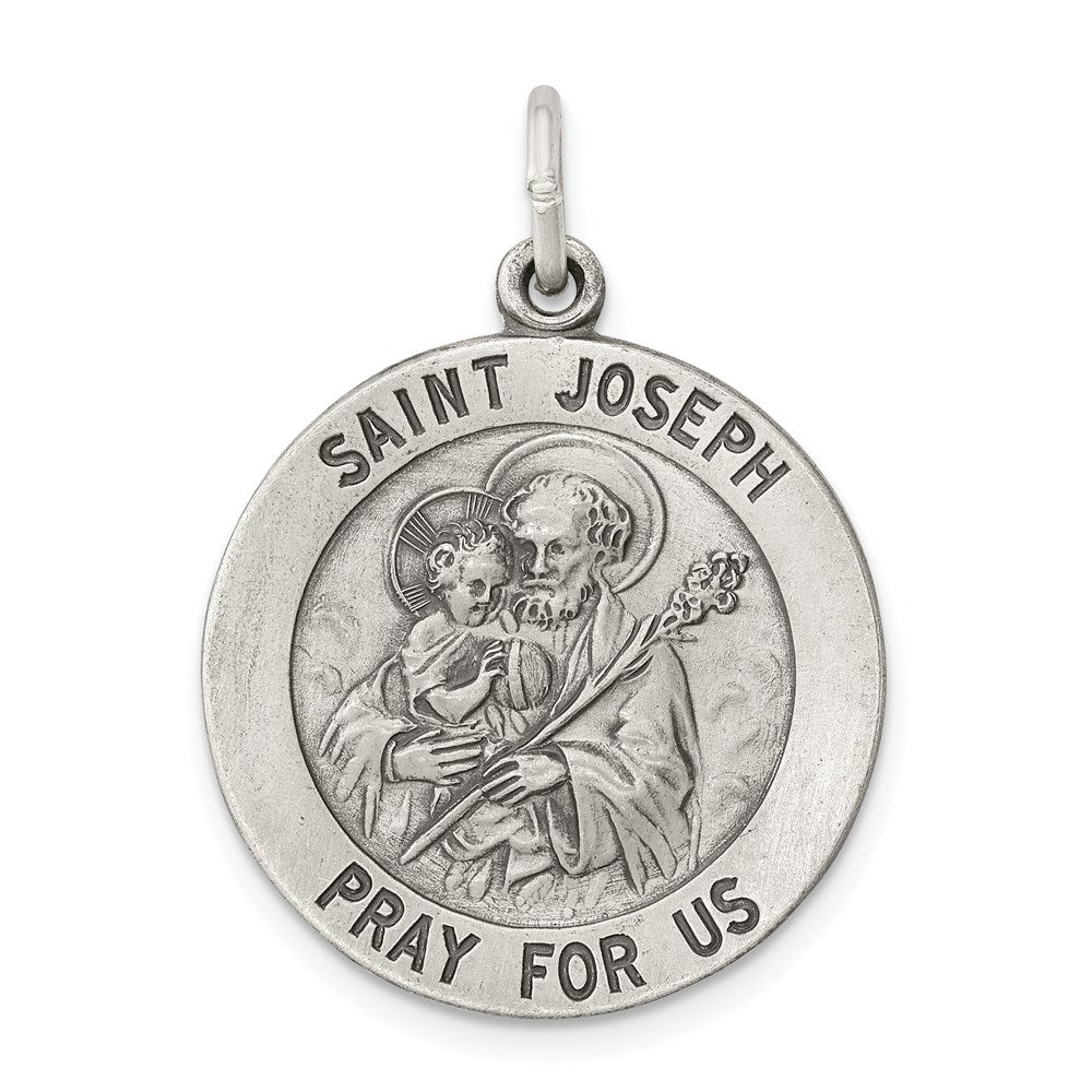 Sterling Silver Antiqued Saint Joseph Medal - 2