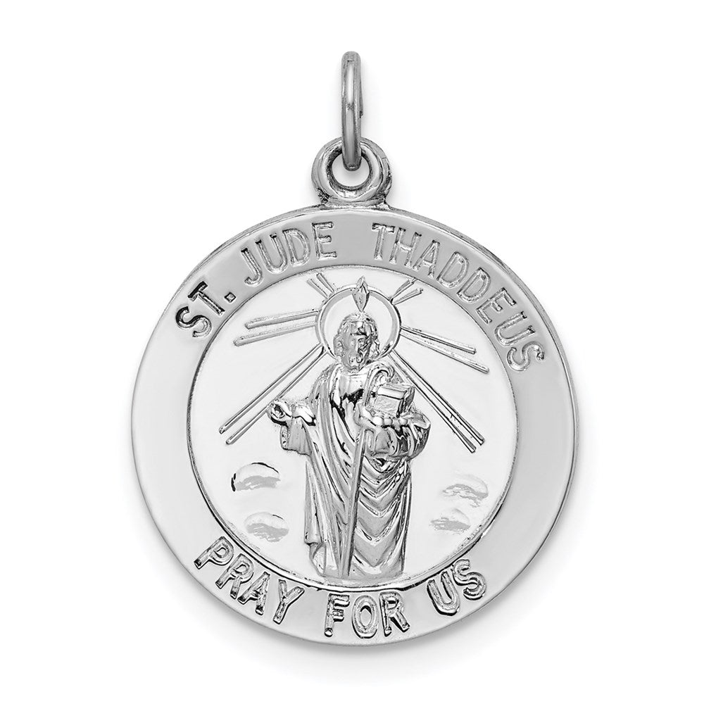 Sterling Silver Rhodium-plated Saint Jude Thaddeus Medal - 2