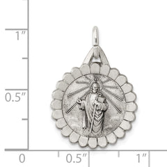 Sterling Silver Antiqued Saint Jude Thaddeus Medal - 3