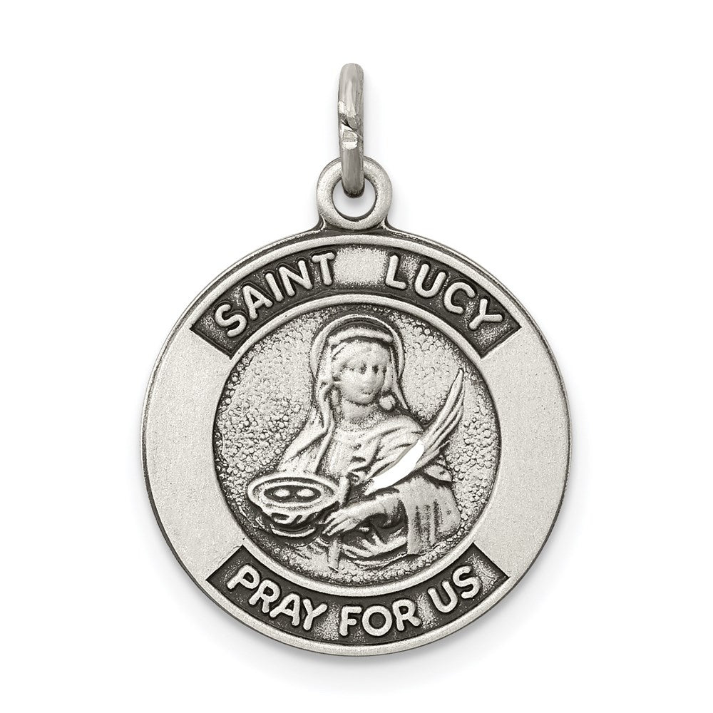 Sterling Silver Antiqued Saint Lucy Medal