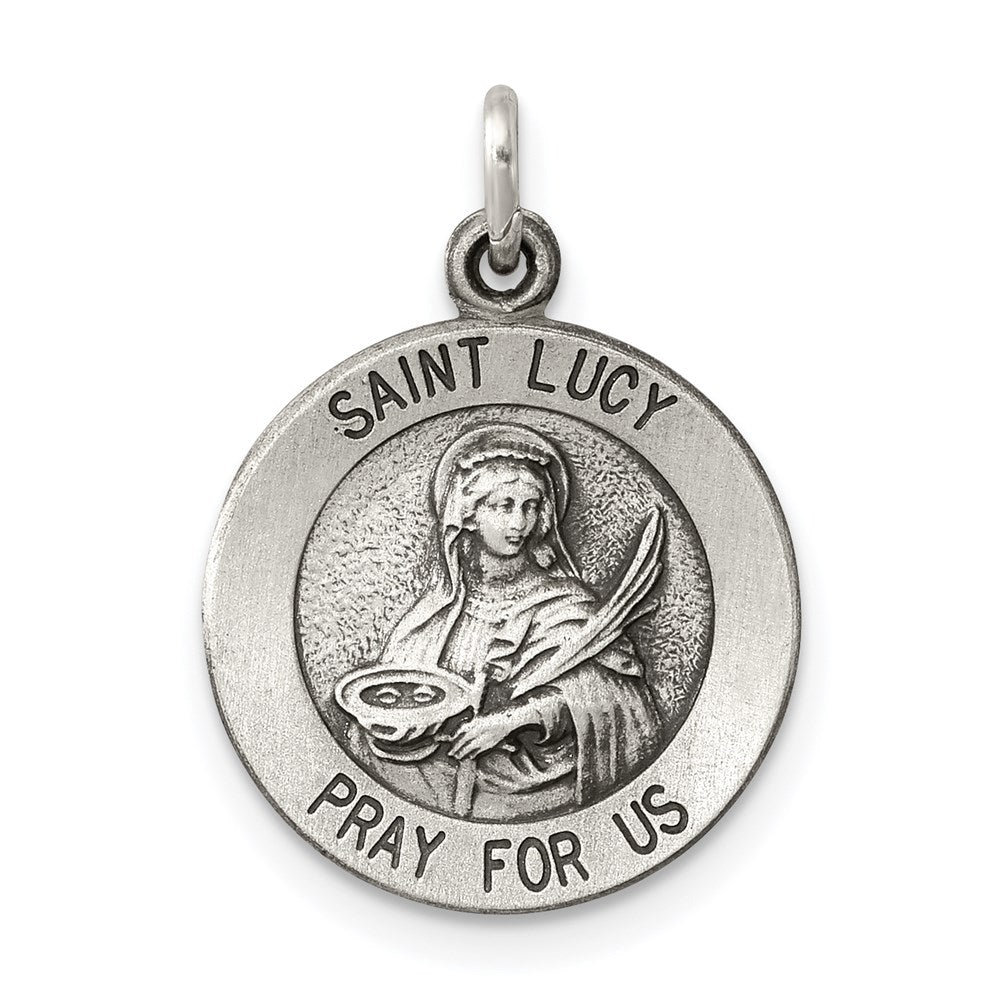 Sterling Silver Antiqued Saint Lucy Medal - 2