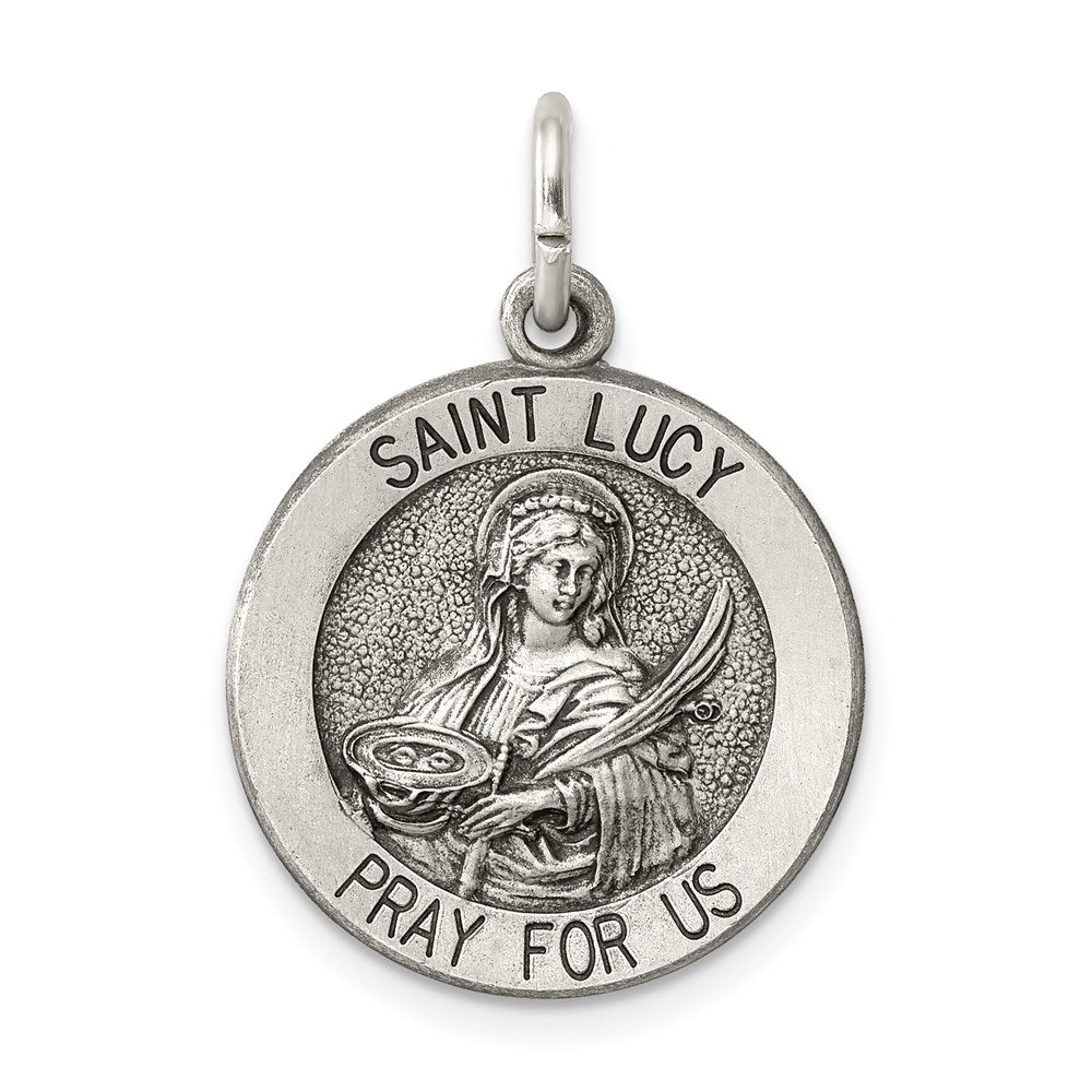 Sterling Silver Antiqued Saint Lucy Medal - 3