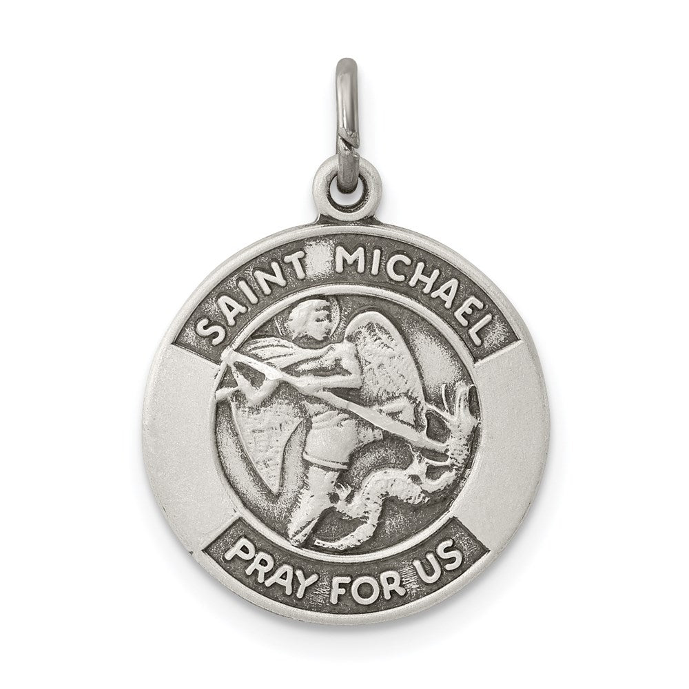 Sterling Silver Antiqued Saint Michael Medal - 5