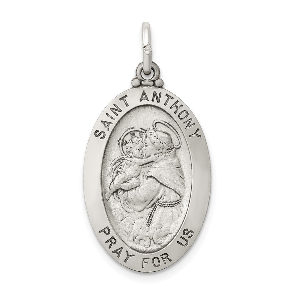 Sterling Silver Antiqued Saint Anthony Medal - 2