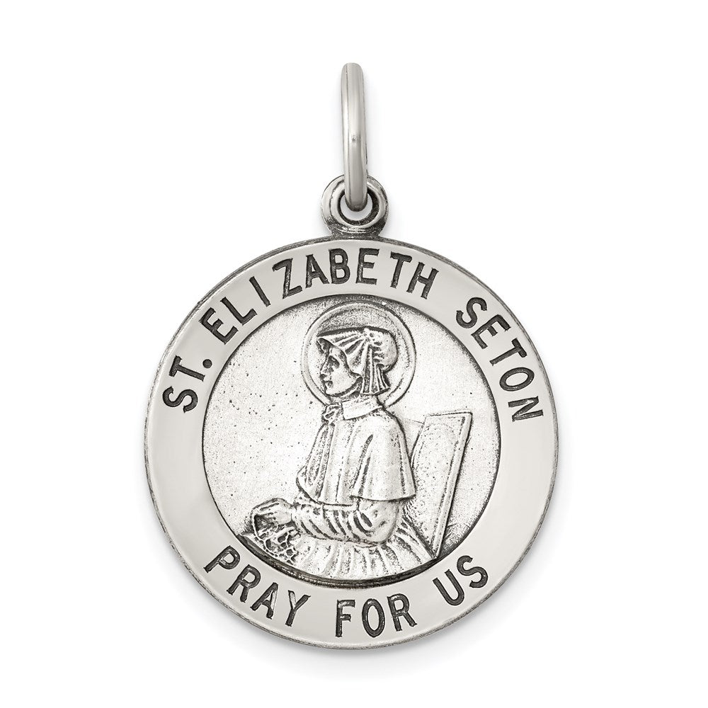 Sterling Silver Antiqued Saint Elizabeth Seton Medal - 2