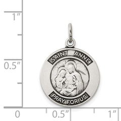 Sterling Silver Antiqued Saint Anne Medal - 2