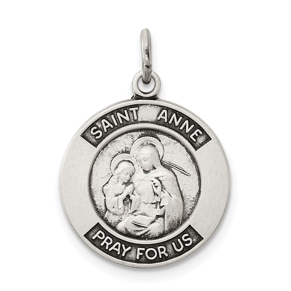 Sterling Silver Antiqued Saint Anne Medal - 2