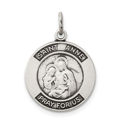 Sterling Silver Antiqued Saint Anne Medal - 2