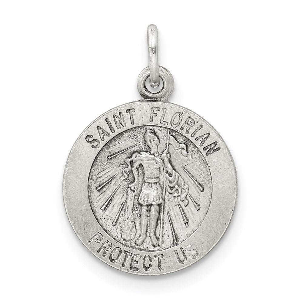 Sterling Silver Antiqued Saint Florian Medal - 3