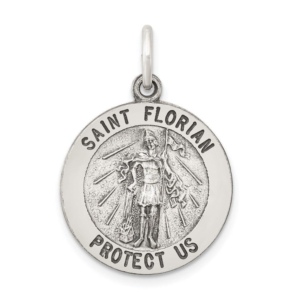 Sterling Silver Antiqued Saint Florian Medal - 6
