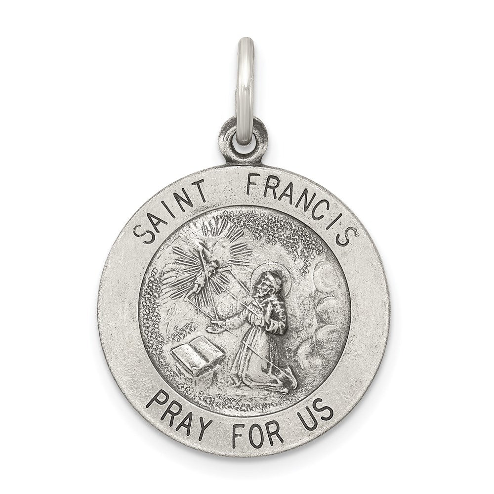 Sterling Silver Antiqued Saint Francis Medal - 2