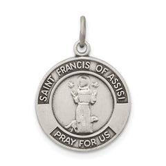 Sterling Silver Antiqued Saint Francis of Assisi Medal - 3