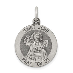 Sterling Silver Antiqued Saint John Medal - 2