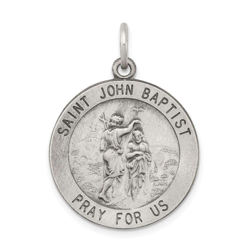 Sterling Silver Antiqued Saint John the Baptist Medal - 2