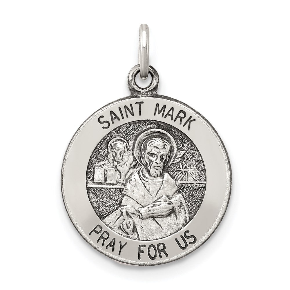 Sterling Silver Antiqued Saint Mark Medal - 2