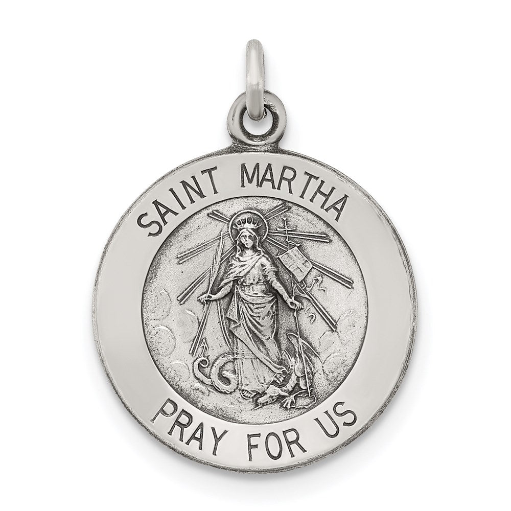 Sterling Silver Antiqued Saint Martha Medal - 2