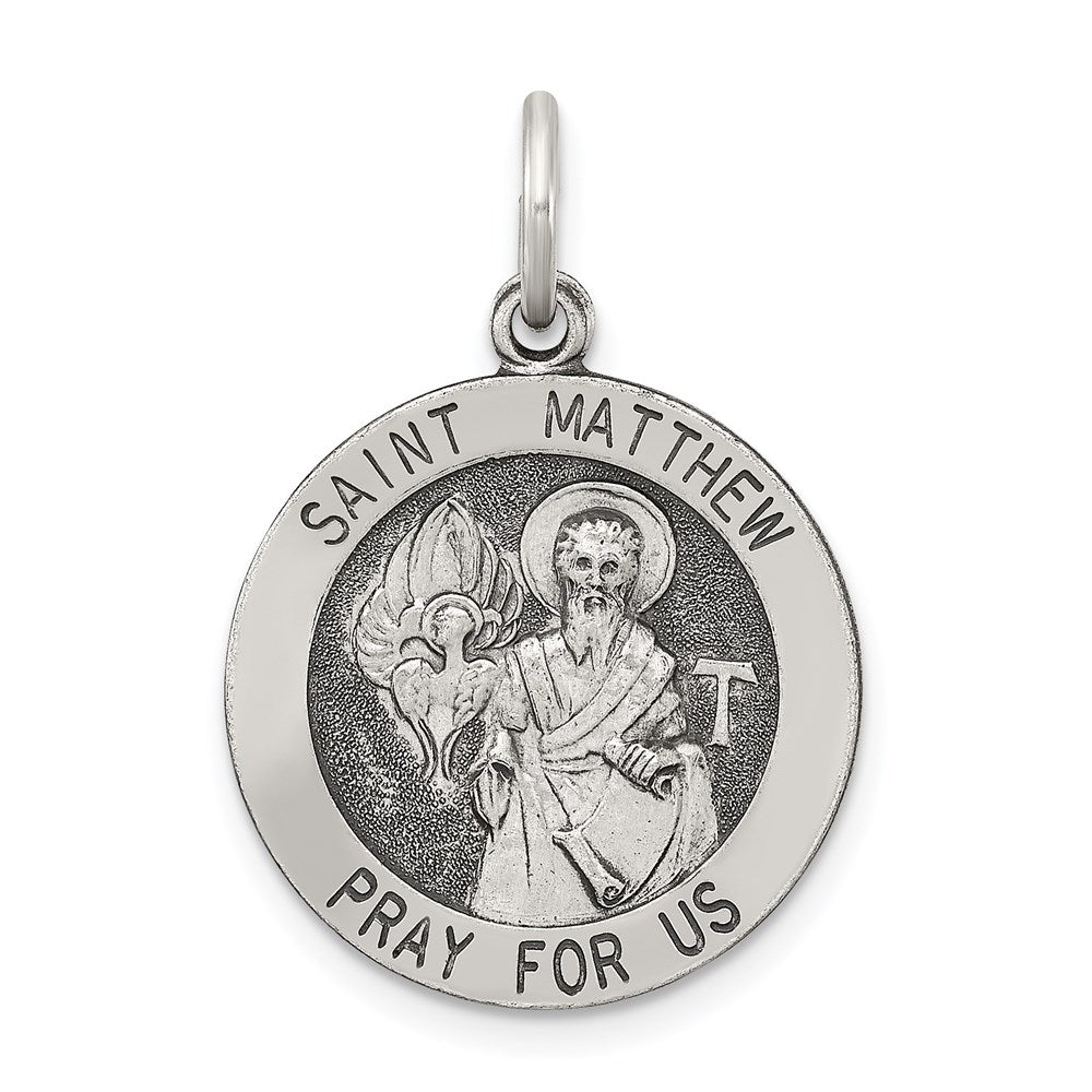 Sterling Silver Antiqued Saint Matthew Medal - 3