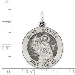 Sterling Silver Antiqued Saint Matthew Medal - 2