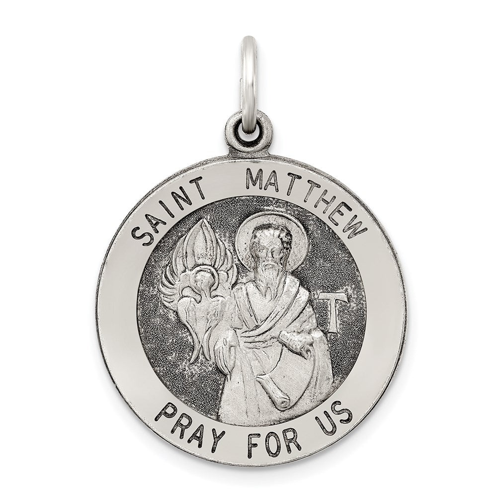 Sterling Silver Antiqued Saint Matthew Medal - 2